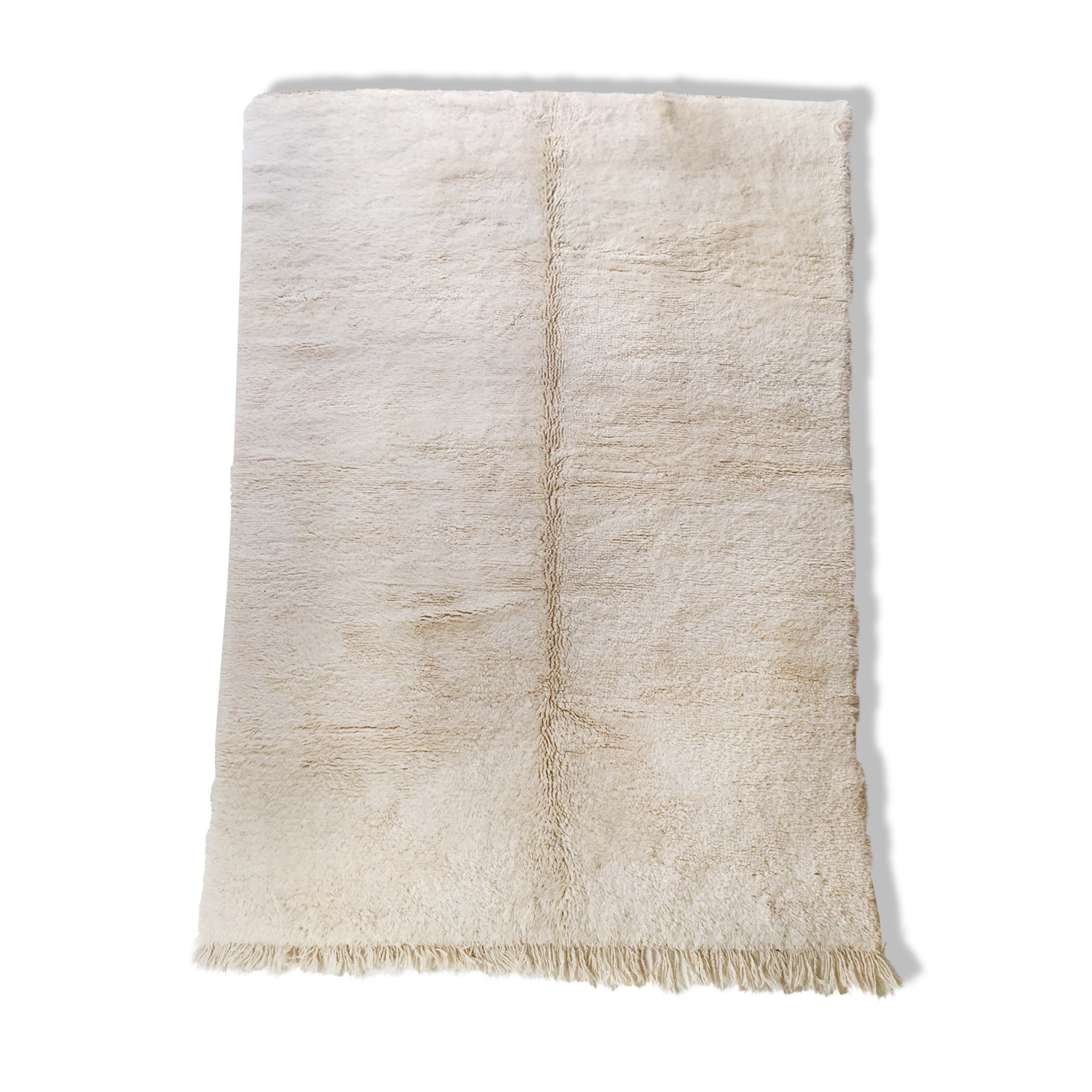 Moroccan Berber carpet Beni Ouarain unbleached uni 307x193cm