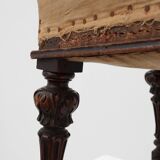 Baroque 19th century oak stool in Louis XV style, France