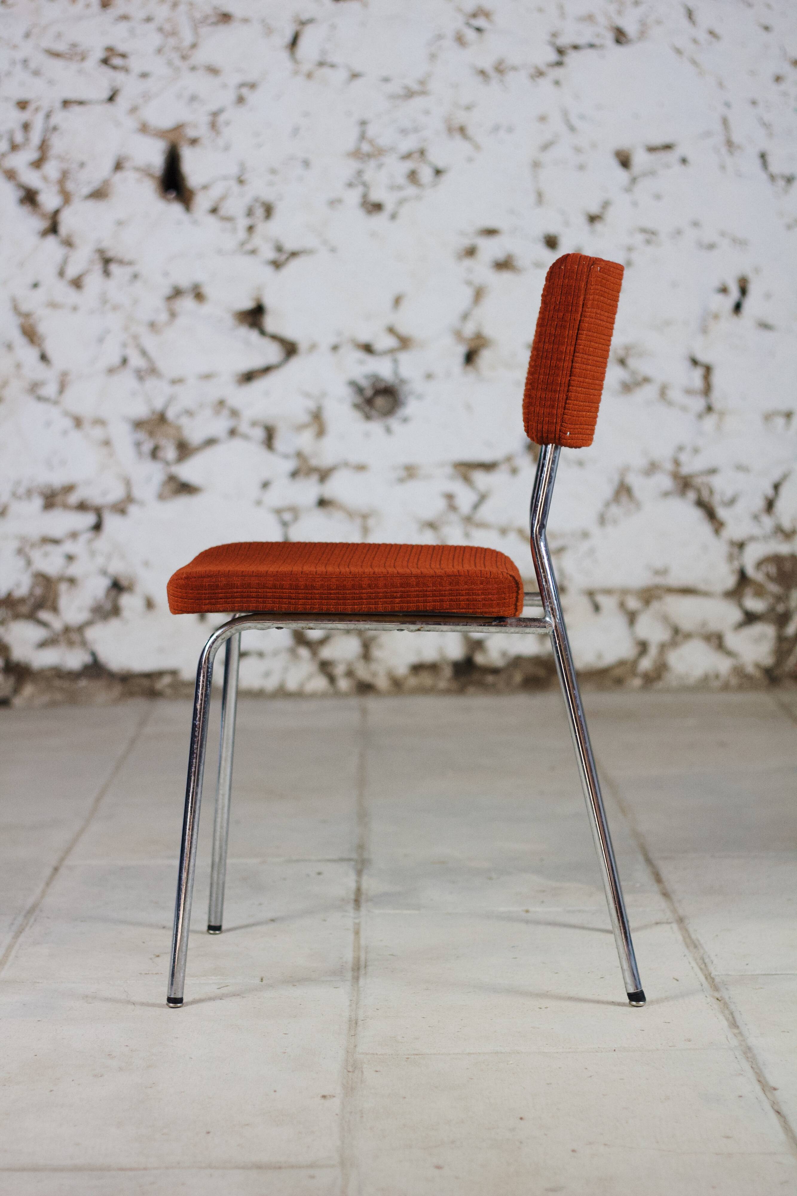 Vintage orange velvet chair, 1970
