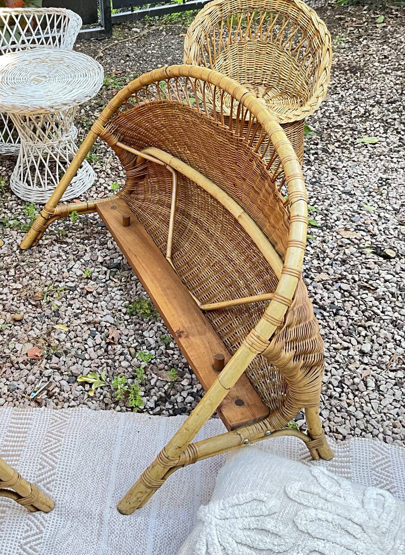 Vintage seventies rattan children's basket.