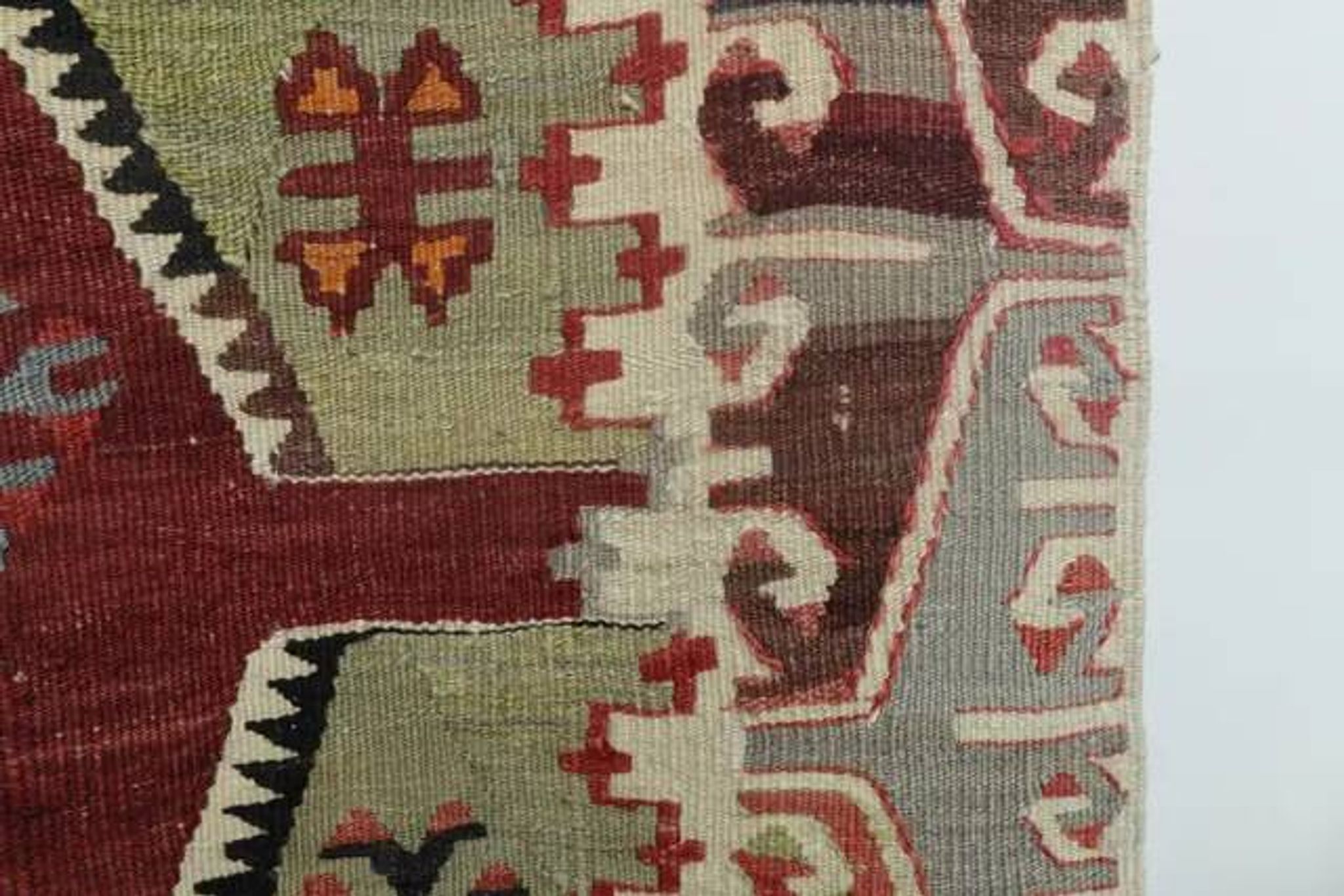 1970s Vintage Turkish Handmade Wool Cotton Colorful Kilim Rug 157x365