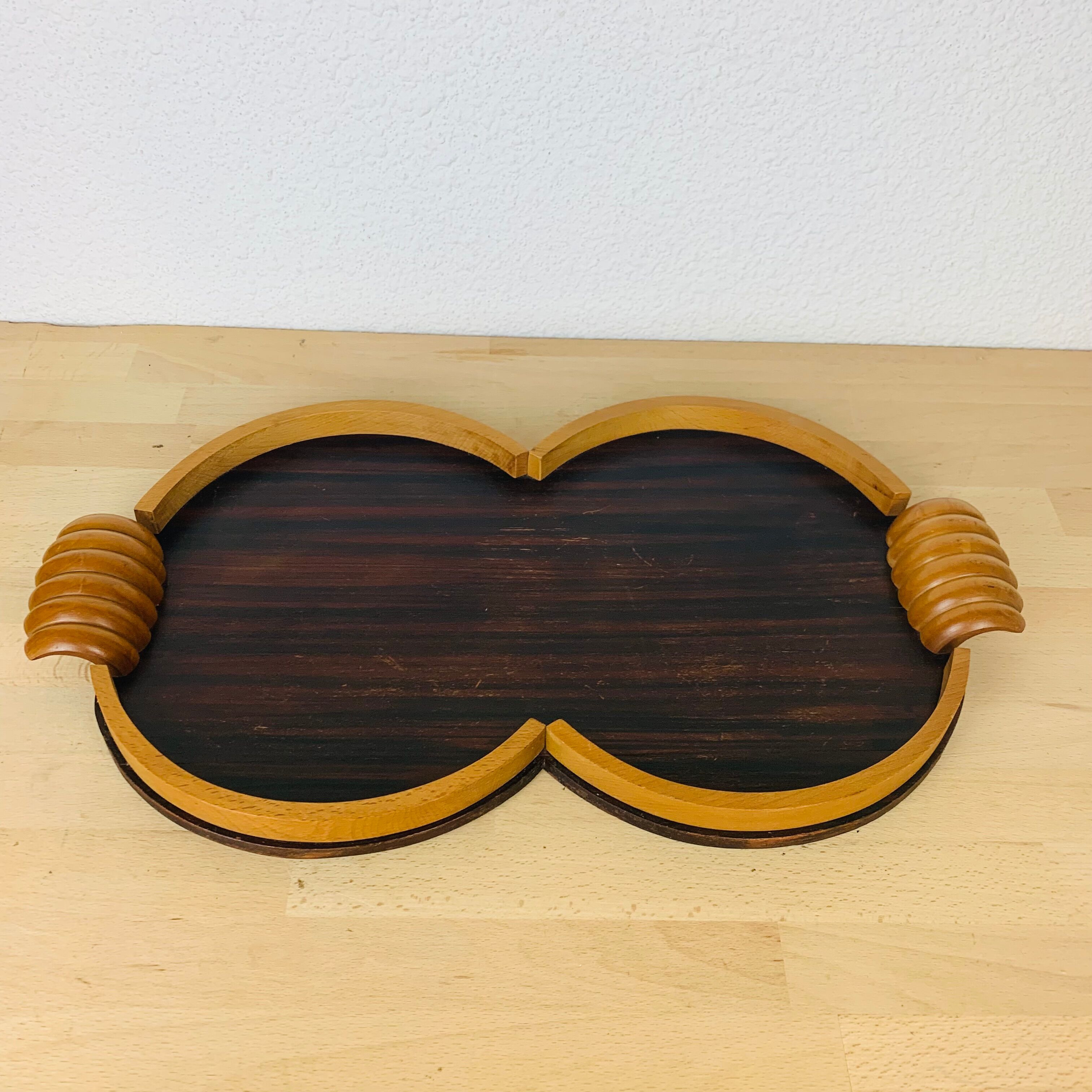 Art deco wood tray 52 cm
