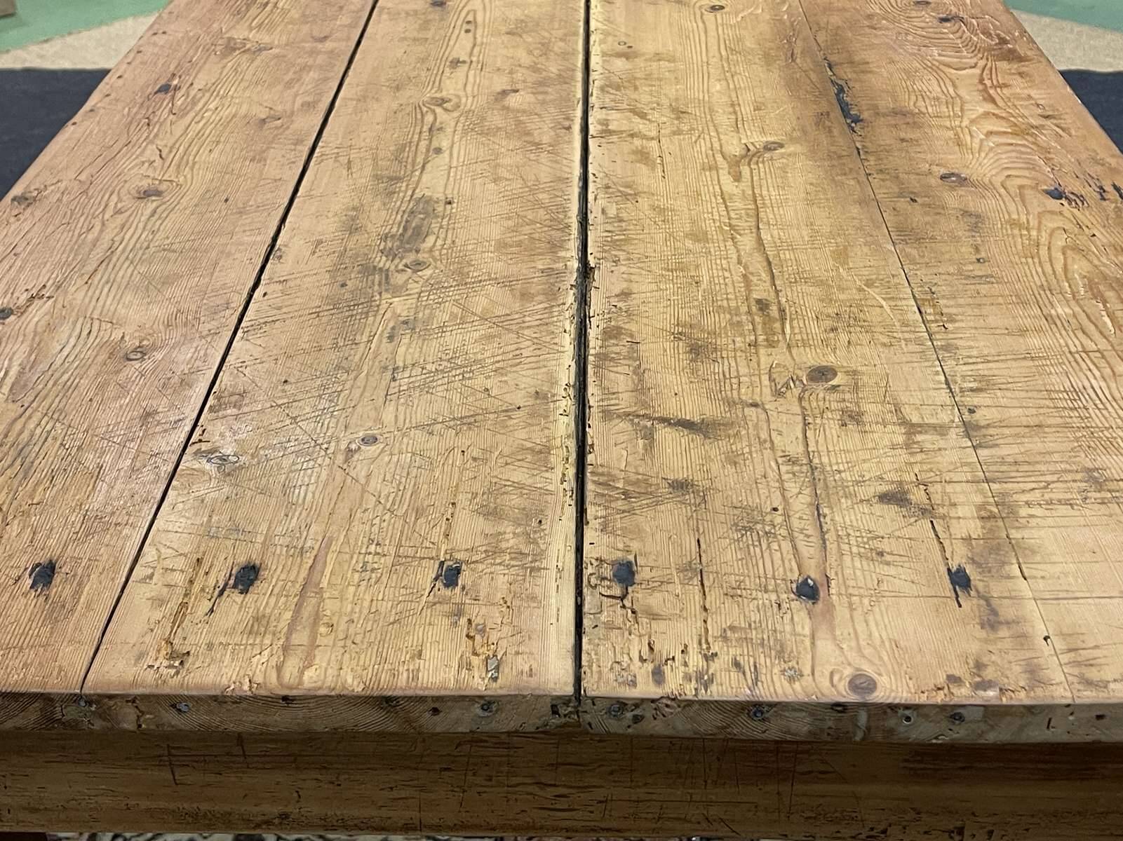 Table de ferme 19ème en sapin et châtaignier