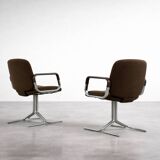 Pair of Vintage Mid-Century German Modern Fabric and Aluminium Chairs Mauser