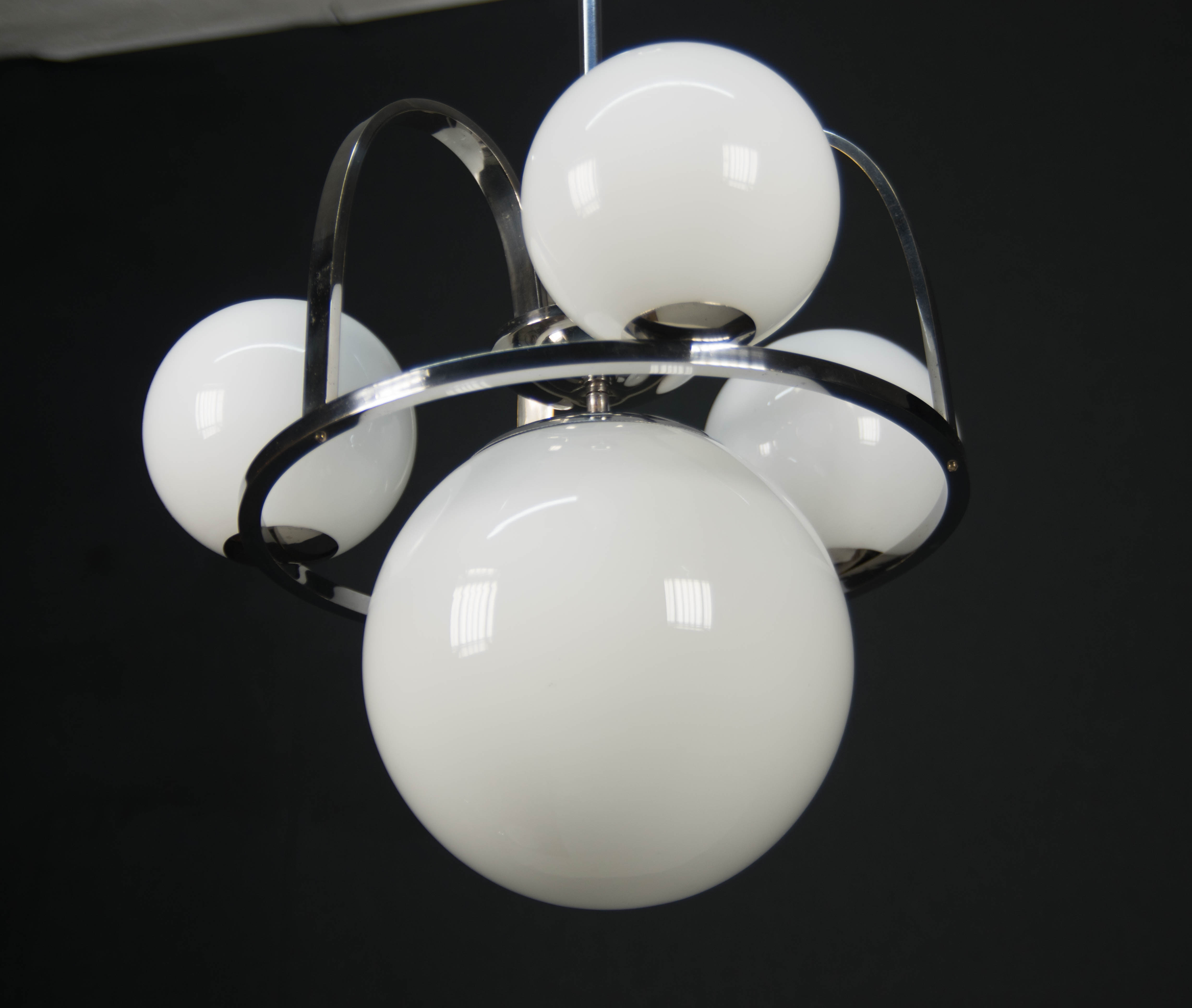 Bauhaus Chrome-plated Chandelier, 1930s