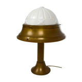 Art Deco lamp in patinated brass and moulded glass, circa 1930