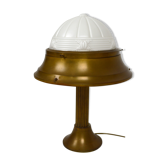 Art Deco lamp in patinated brass and moulded glass, circa 1930