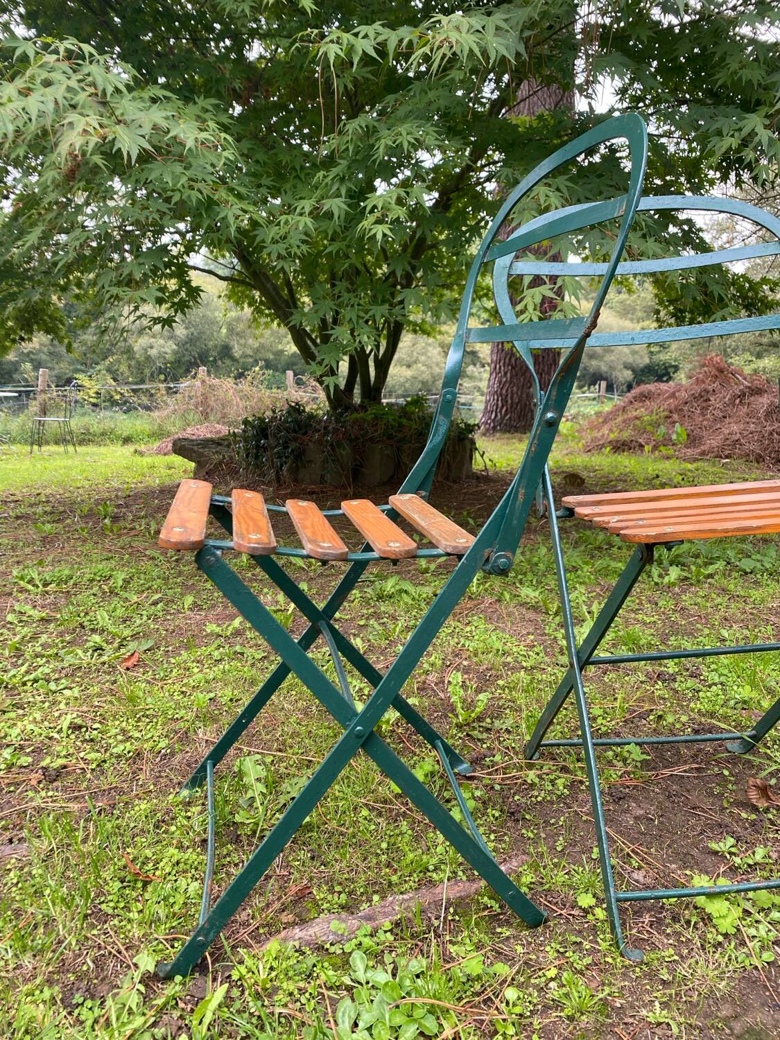 Old folding patio garden chairs