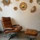 Vintage reclining lounge chair and footrest