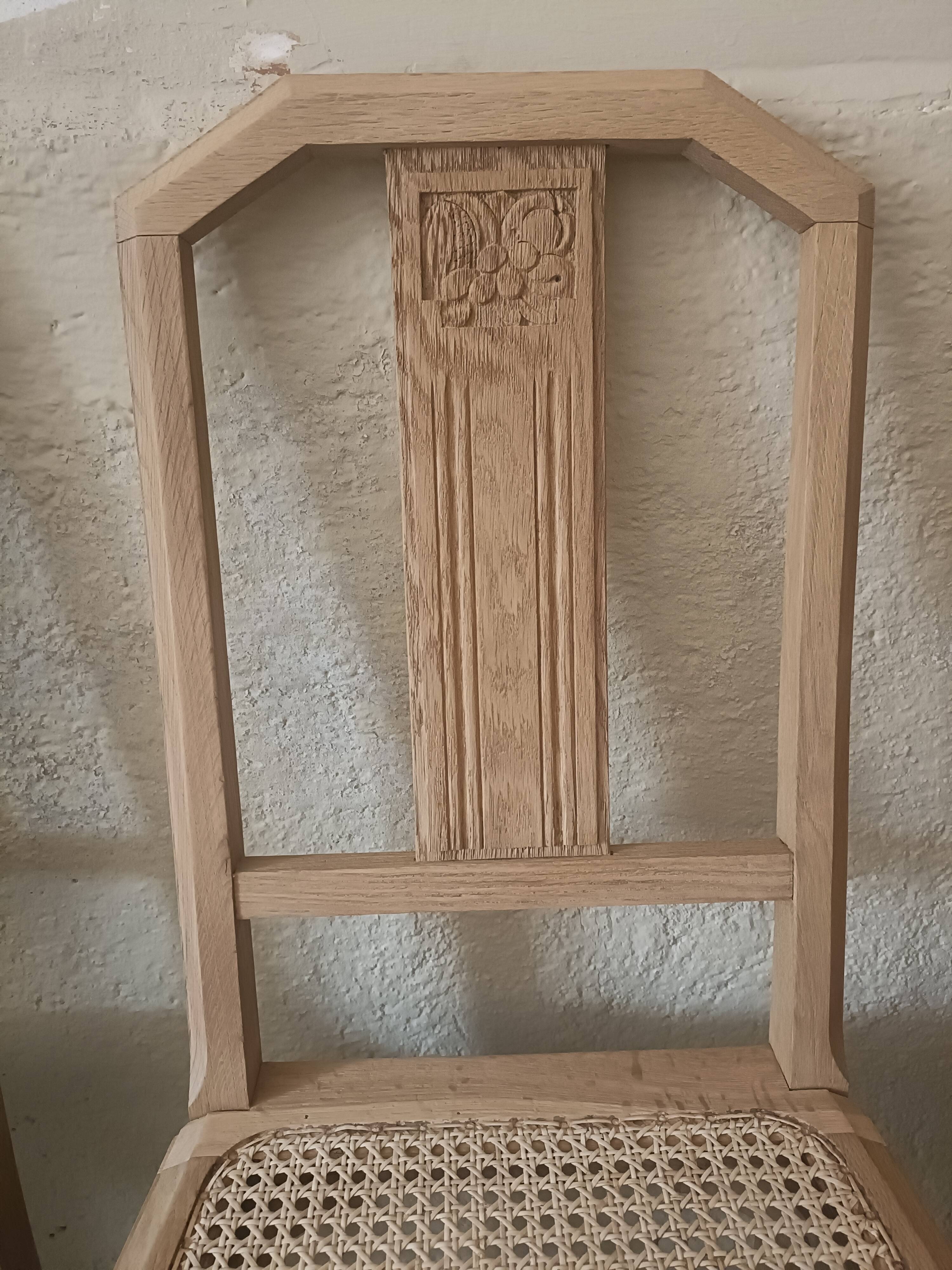 6 chaises cannées art déco rénovées