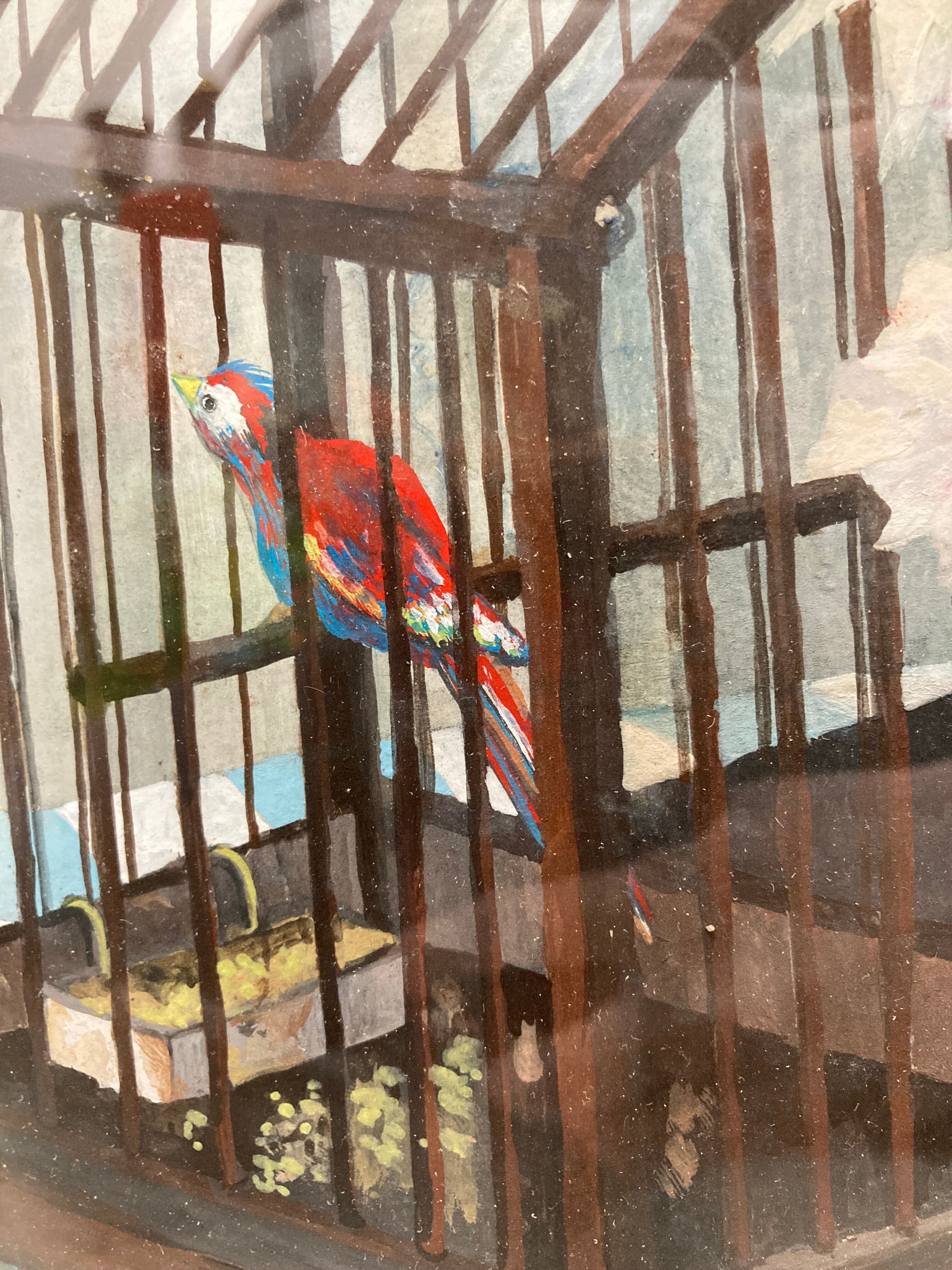 Vintage gouache painting