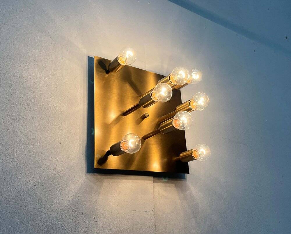 Vintage German Brass Ceiling or Wall Lamp from Sölken, 1970s
