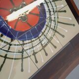 Vintage 60s-70s round coffee table with 2 shelves in glass and rosewood