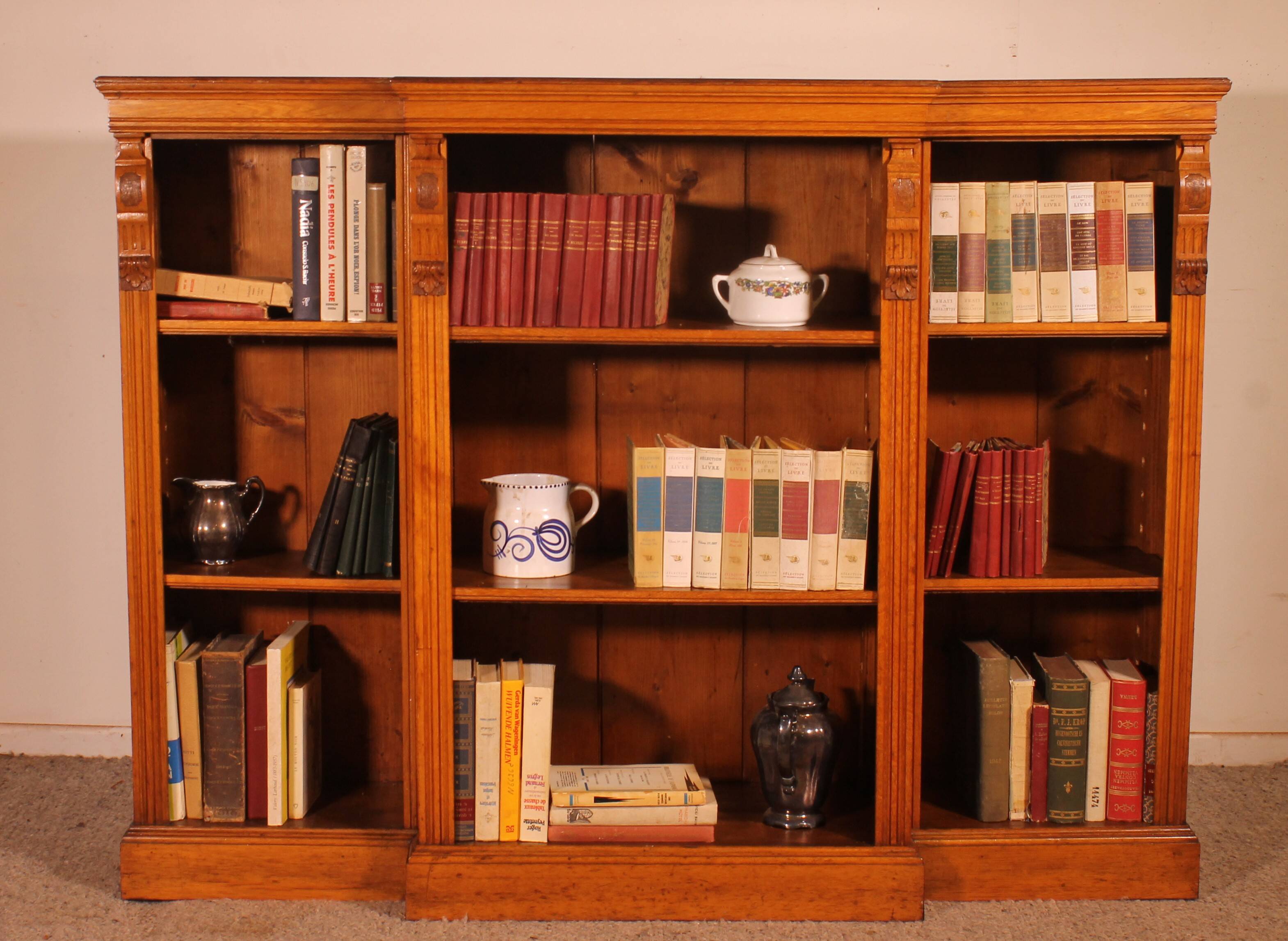 bibliothèque ouverte en chêne claire-19° siècle