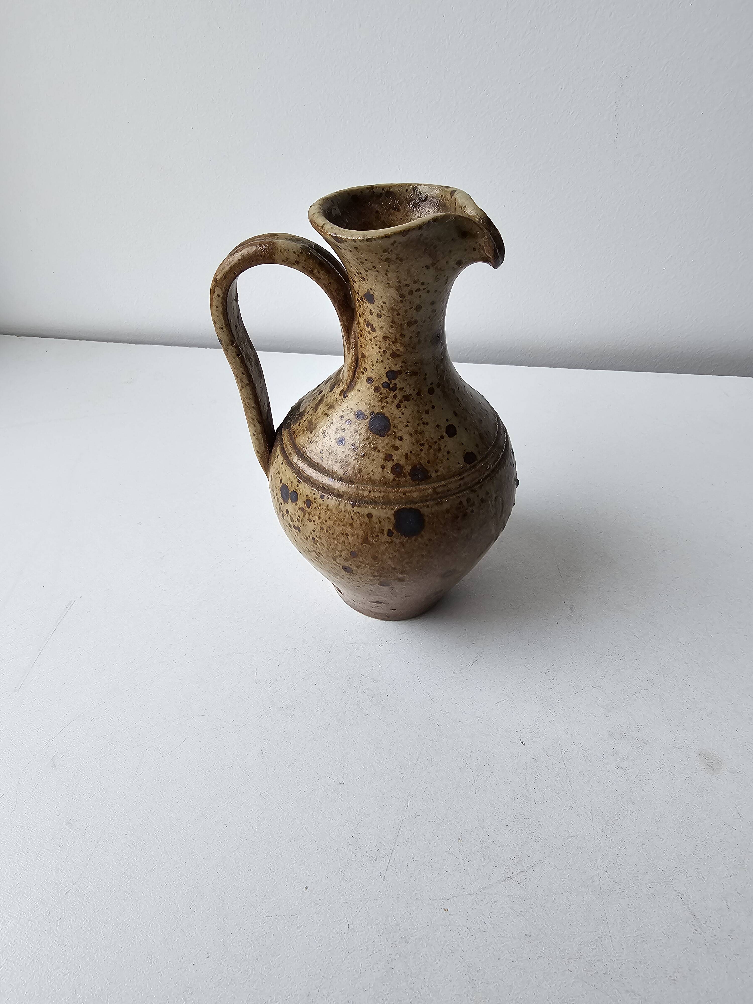 Pyrite stoneware ceramic oil cruet - Signed with pictogram Michel Dumont