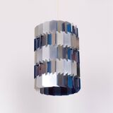 Silver & Blue Facet pendant by Louis Weisdorf for Lyfa, 1960s Denmark