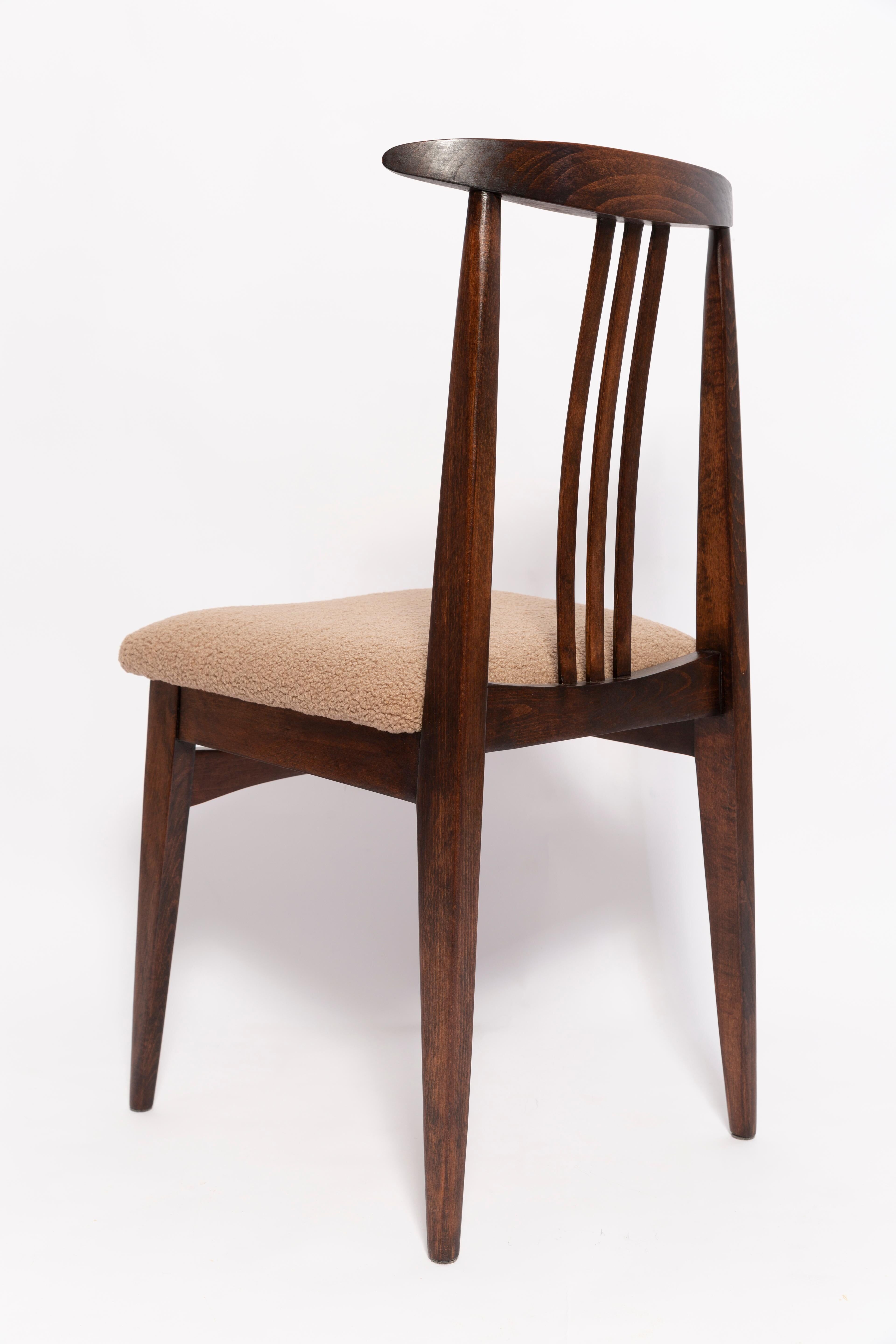 Mid-Century Latte Bouclé Chair, beech wood, M. Zielinski, Europe, 1960s
