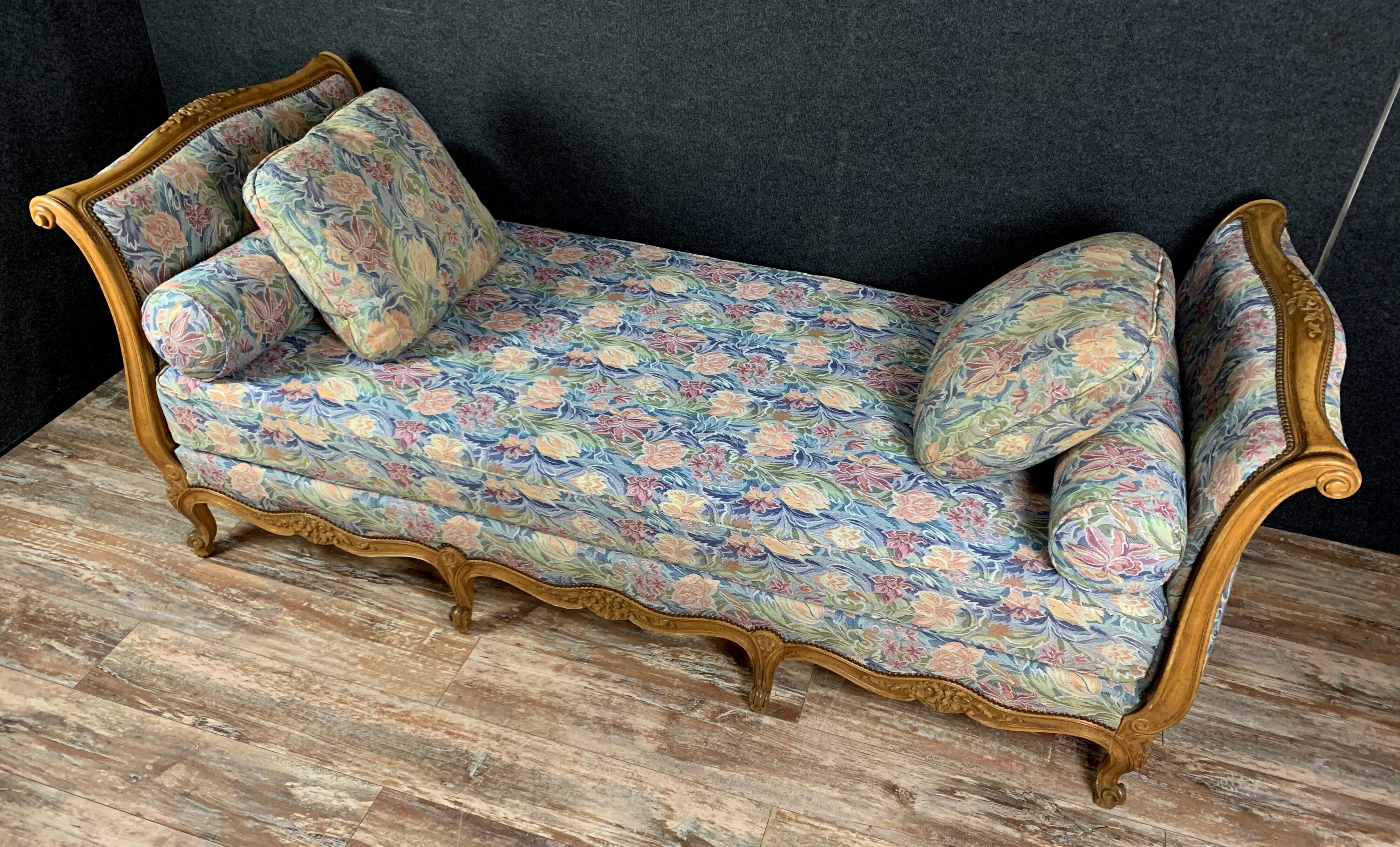 Bench Louis XV shaped boat in fruit wood
