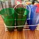 7 coloured glass glasses, 1960s-70s