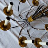 Lustre design 8 feux  métal en laiton doré