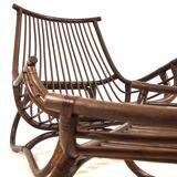 Manou rattan lounge chair in pagoda style with ottoman