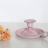 Pink cellar rat candleholder, enamelled metal, vintage