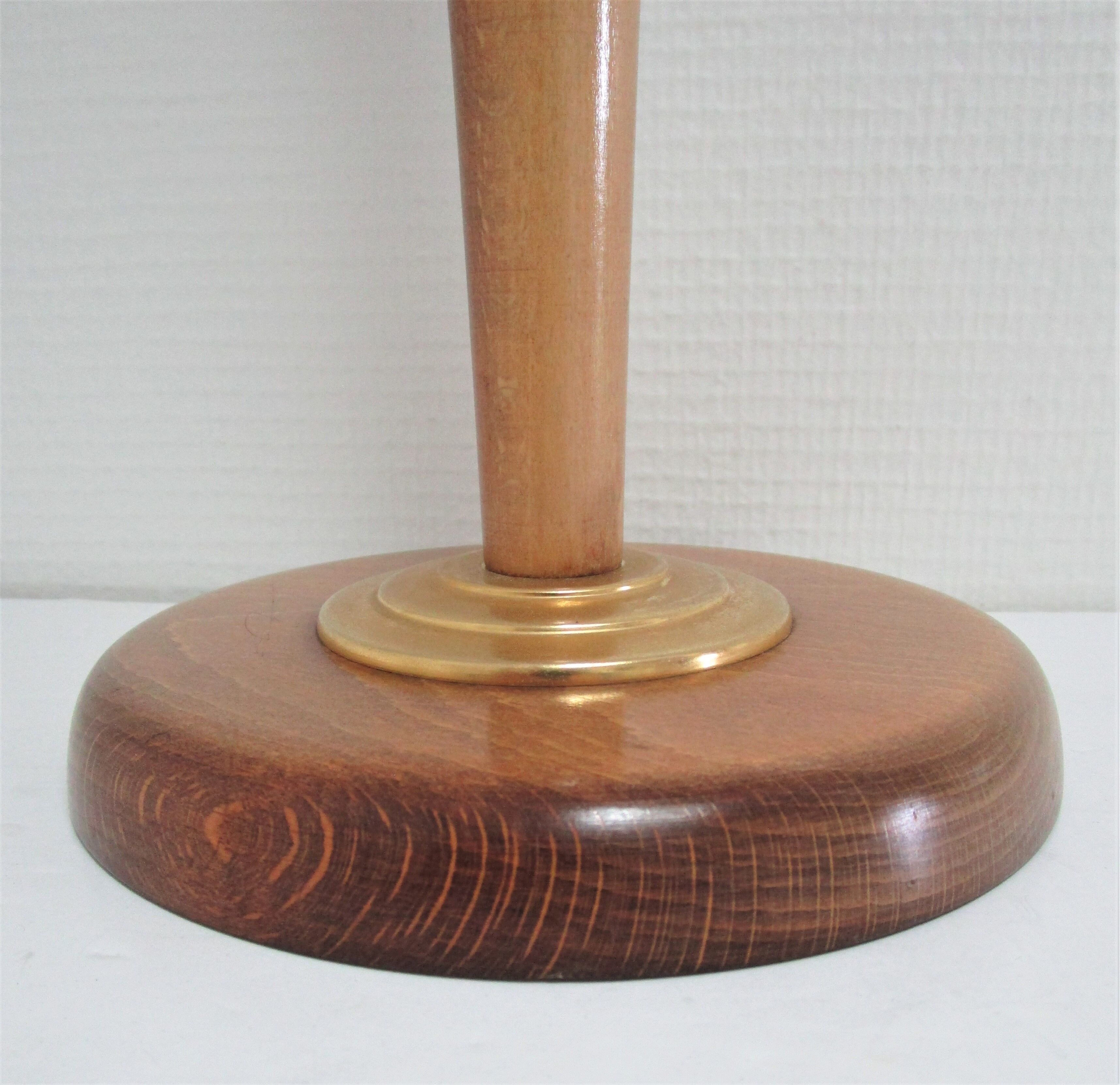 Pied de lampe bois massif patiné et métal doré vintage style art déco