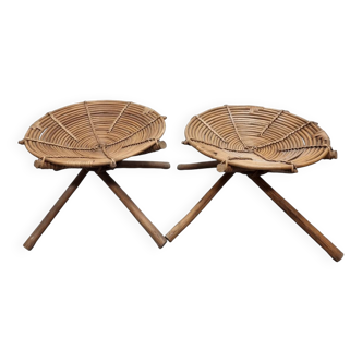 Vintage African Rattan Stools, 190s