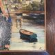framed signed oil painting of Quimper on the Odet, regionalist, Brittany tableau
