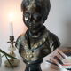 Buste en plâtre garçon patine bronze XXème