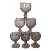 Biot 6 blown bubble glasses, small Balloon model, amethyst colour SD207.