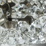 Crystal glass ceiling light plafoniere brass metal 60s hollywood regency style