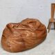 XL leather pouf, 70s, Italy.