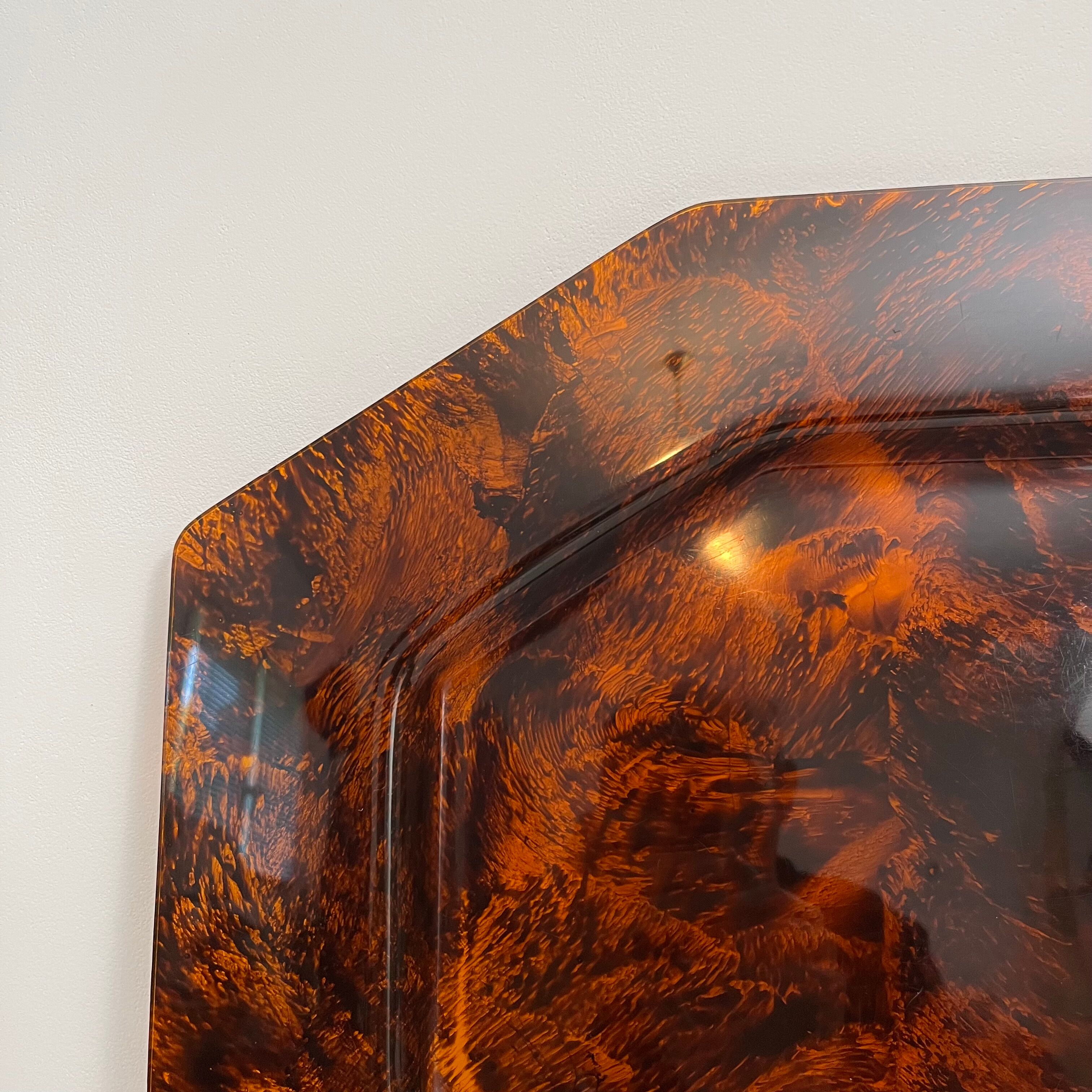 Vintage tortoiseshell hexagonal tortoiseshell serving tray