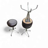 3 x stool / black top / chrome frame / 1970s  / Height 53 Depth 40 cm