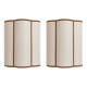 Pair of ecru jute and velvet braid wall lights