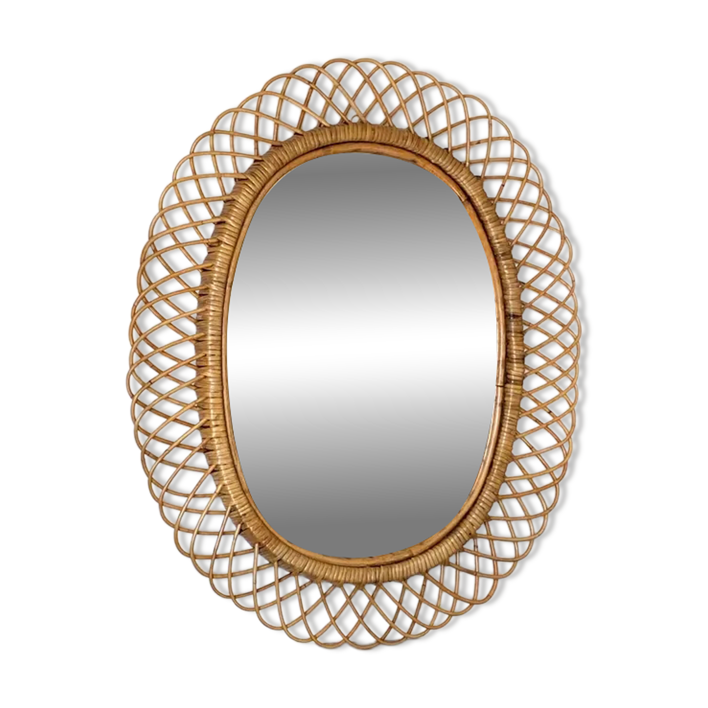 Large mirror by Franco Albini in rattan and bamboo, Italy 1960s.