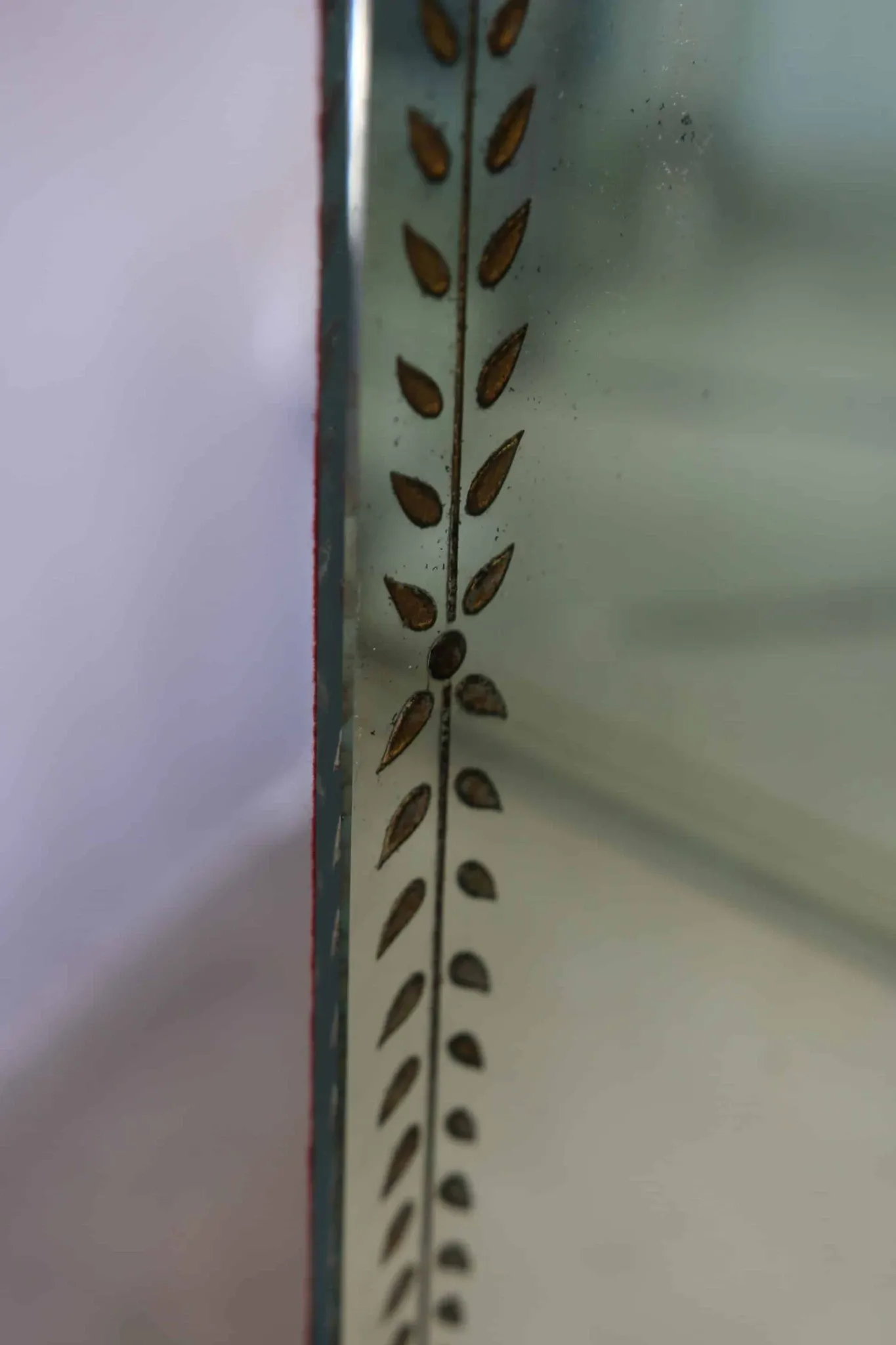 Triptych mirror with eglomisé and pediment, 1940s-50s