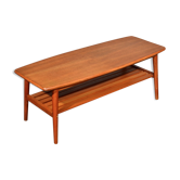 Midcentury two tier teak slatted coffee table