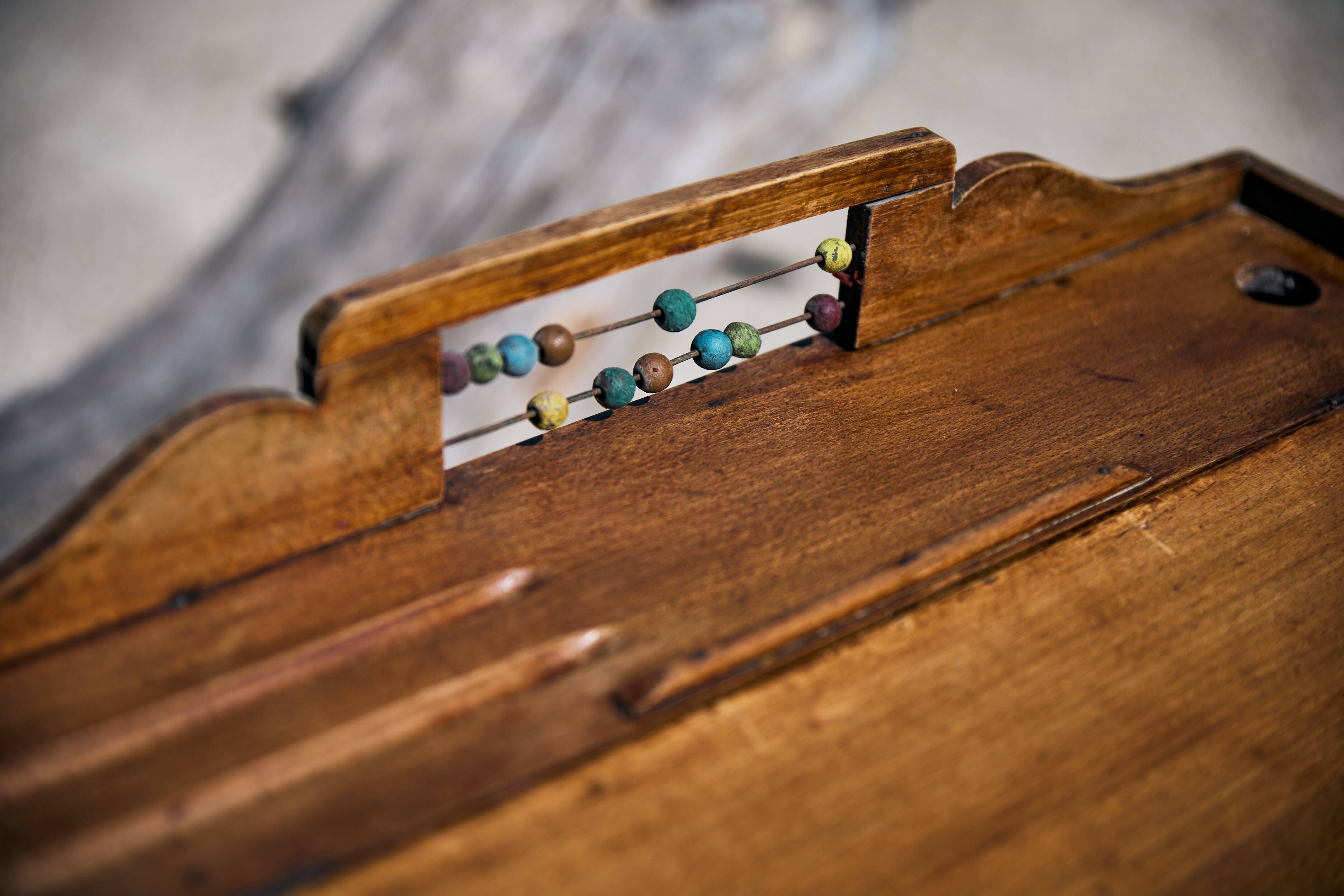 School desk and its abacus, 1930s
