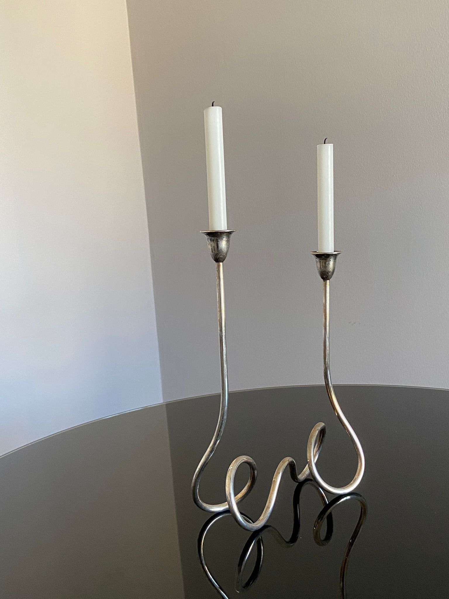 Candlestick in sheffield 2 candles, Italy 70s