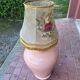 Large vintage ceramic pink pot lamp – Hand-painted lampshade