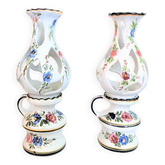 Pair of earthenware candlesticks
