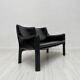 1980s vintage Italian designer ‘CAB 414’ 2-seater leather sofa by Mario Bellini for Cassina in black leather