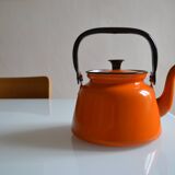 Vintage kettle orange enameled steel 1.5 liter