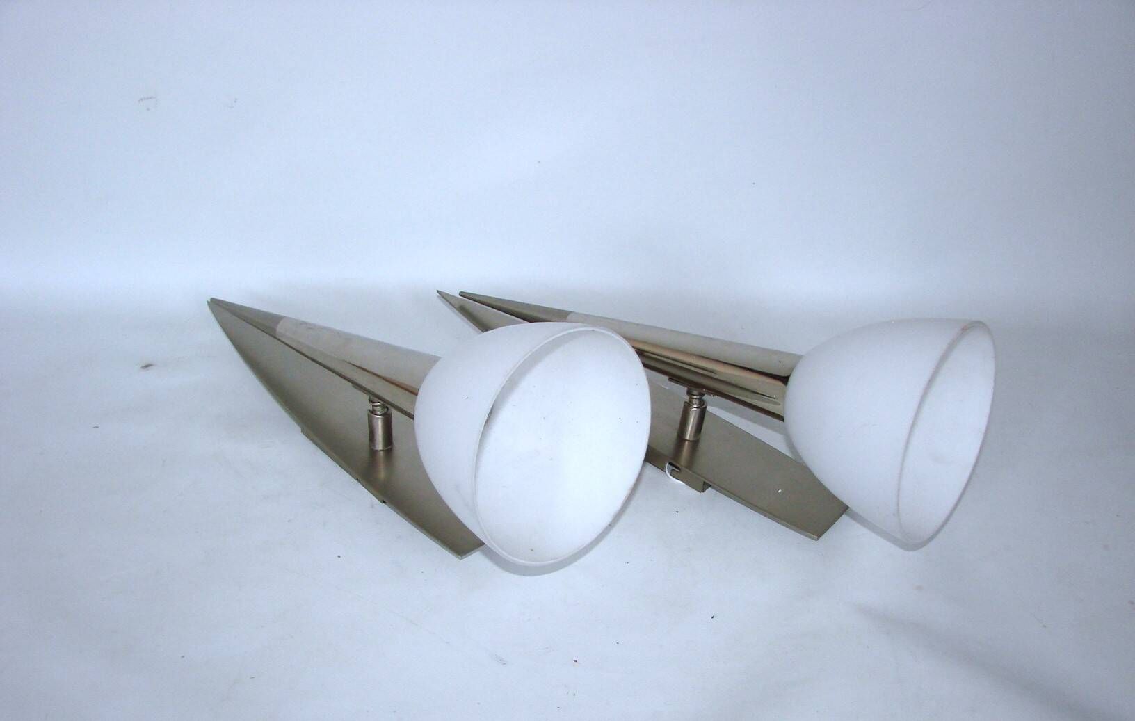 A pair of vintage ‘Torches’ wall lights, 1980s/1990s – steel and glass, E27