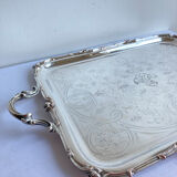 Old flat tray of service Christofle model rockeries silver metal