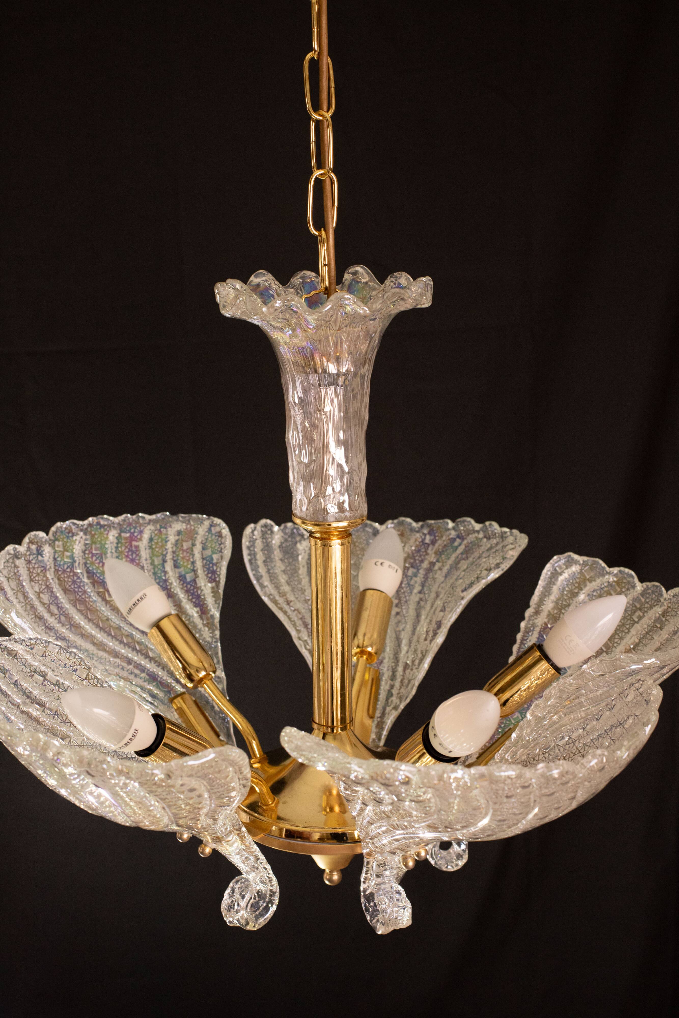 Elegant Murano Candlestick Iridescent Leaves