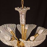 Elegant Murano Candlestick Iridescent Leaves