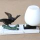 Art Deco lamp decorated with a flying duck, marble base, 1930s.